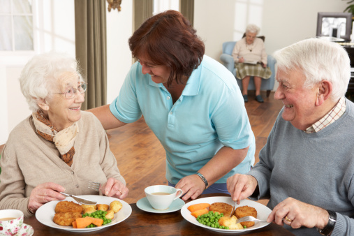 Residents eating meals
